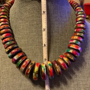 Vintage wooden necklace. Unusual,  hand painted from India.